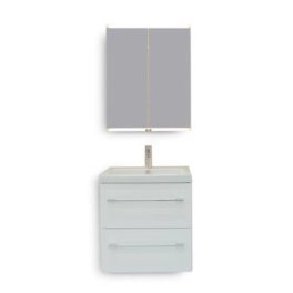 Quadro Cangas servantskap med speilskap, hvit høyglans 60 cm