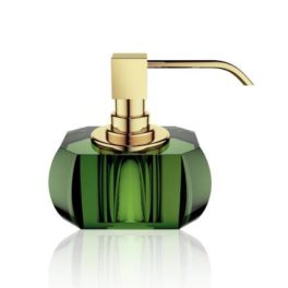Decor-Walther-KR-SSP-såpedispenser-i-krystall---gull-dispenser,-produktbilde-English-Green