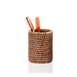 Decor-Walther-Basket-BER-tannbørsteholder-i-håndvevd-rotting,-produktbilde-mørk-rotting