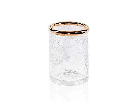 Decor Walther Crack BER tannbørsteholder i krakelert glass, produktbilde gull dekorring