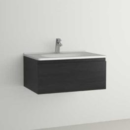 Vedum Flow 75 servantpakke Top Solid - én skuff, produktbilde sort ask