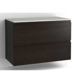 Vedum Zone 100 oppbevaringsskap - to skuffer, produktbilde brun ask med Solid Surface