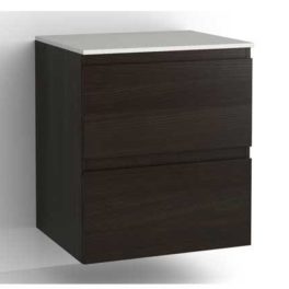 Vedum-Zone-60-oppbevaringsskap-to-skuffer-Solid-Surface-produktbilde-brun-ask