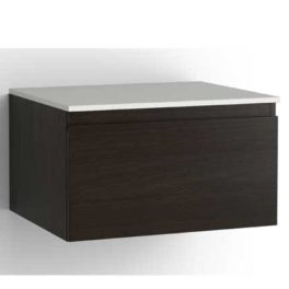 Vedum Zone 60 oppbevaringsskap - én skuff, produktbilde brun ask med Solid Surface