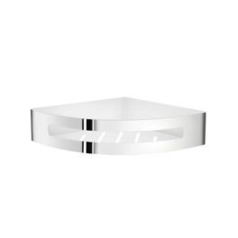 Smedbo Sideline DK4011 dusjkurv for hjørne. SIDELINE dusjkurv for hjørne i polert rustfritt stål med innsats i hvit ABS plast. 206 x 206 mm. Høyde 56 mm., produktbilde